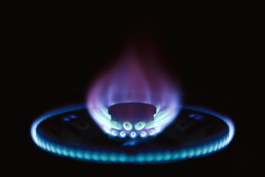 Propane gas burning
